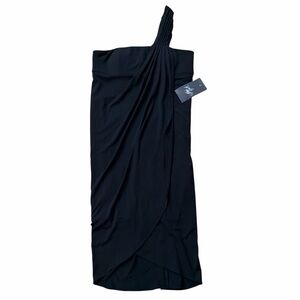 Suzi Chin for Maggy Boutique Black One-Shoulder Dress